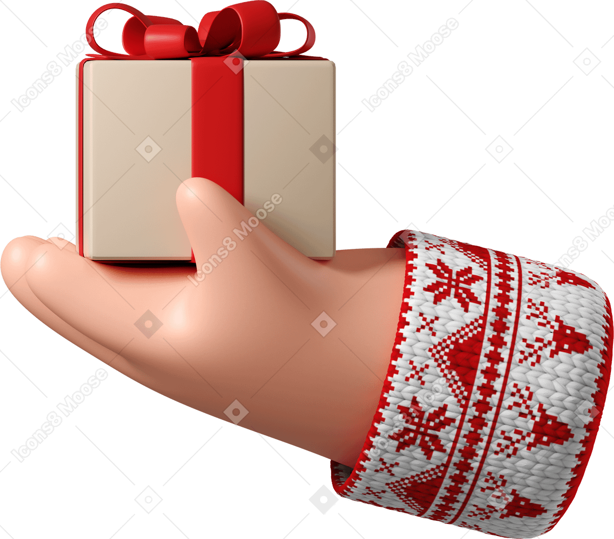 Рука держит рождественский подарок