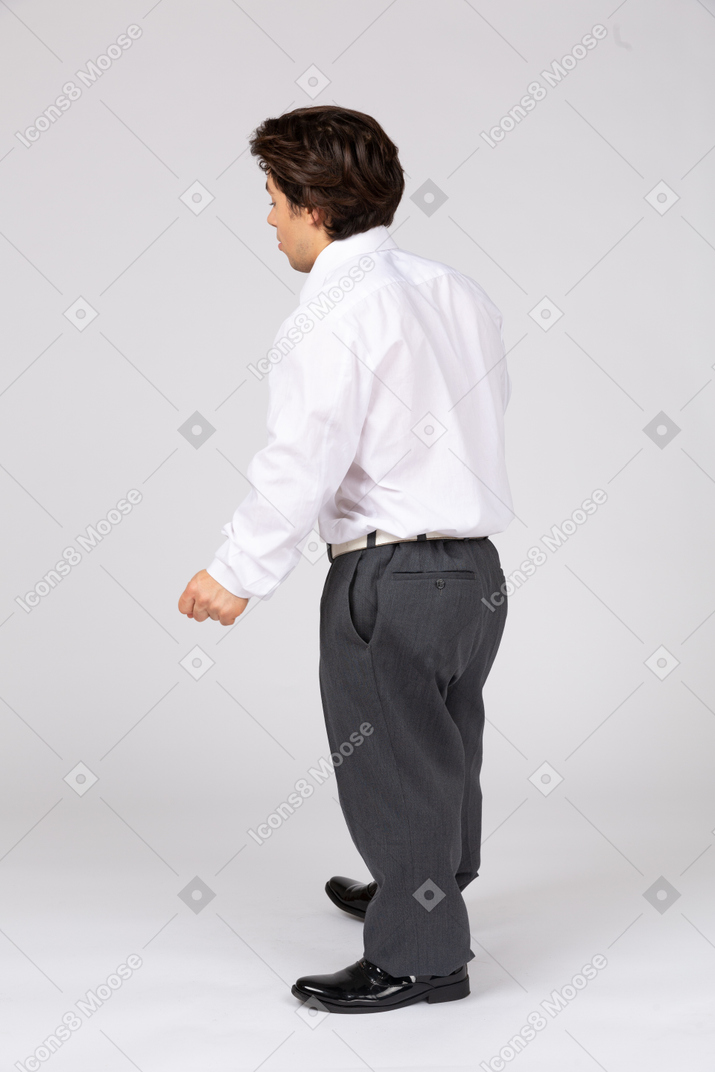 Man looking and bending down