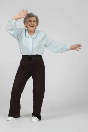 Old lady waving