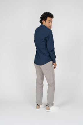 Rear view of a man in casual clothes