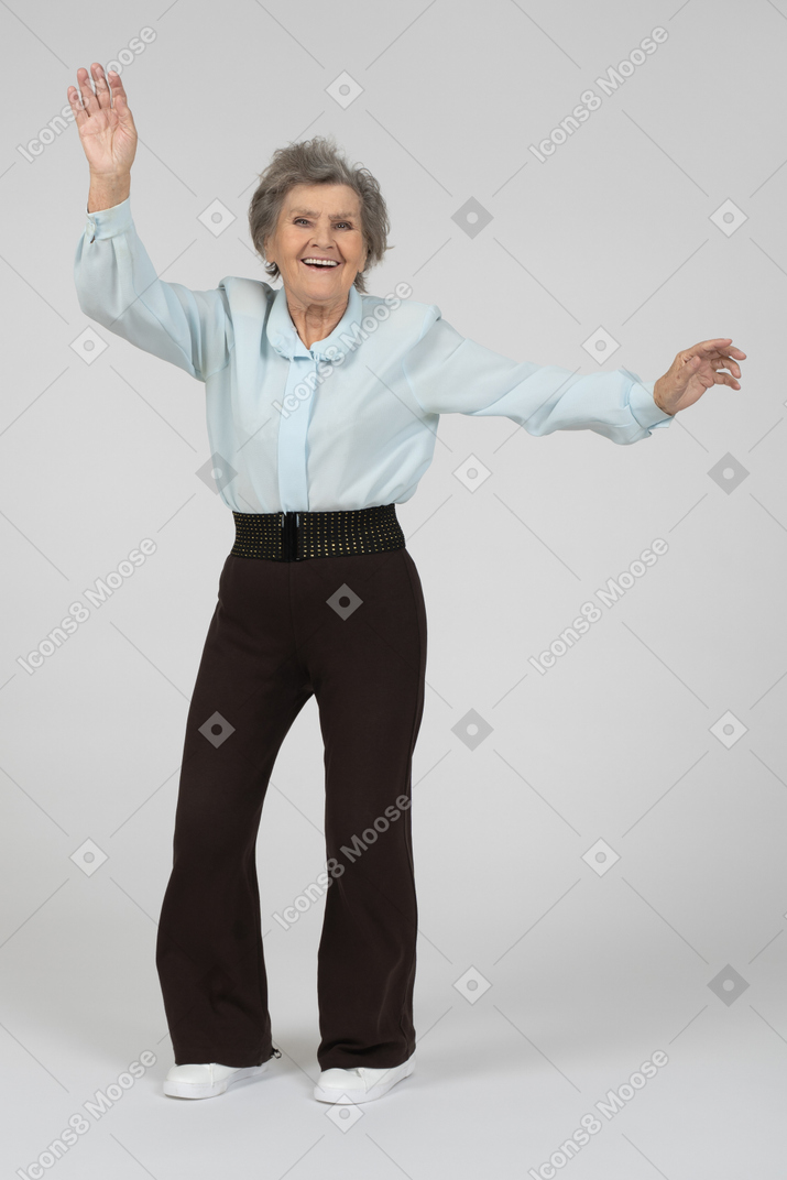 Old lady waving
