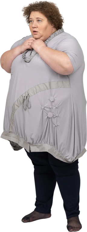 Woman with hands on her chest