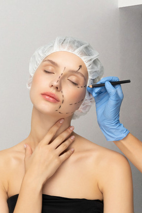 Woman preparing for plastic surgery