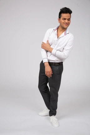 Man in white shirt standing