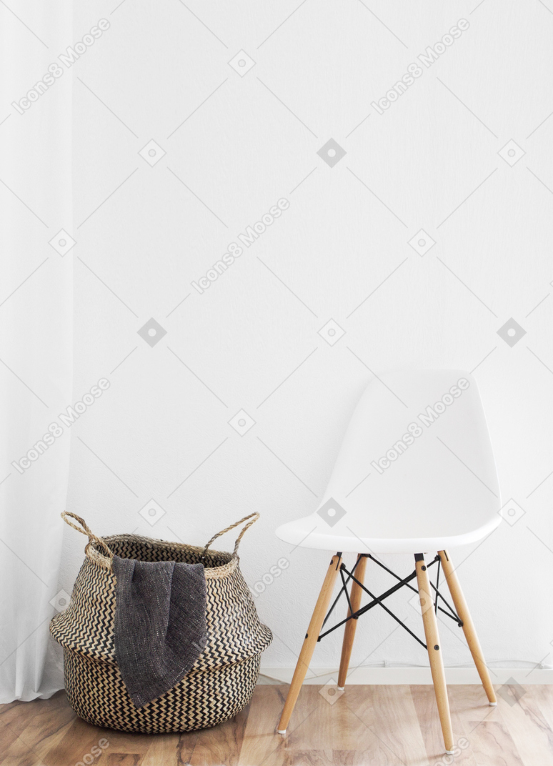 Chair and wooden basket