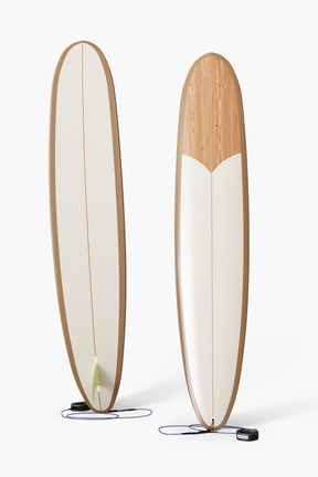 Surfboards on white background