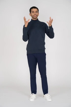 Man in black clothes standing