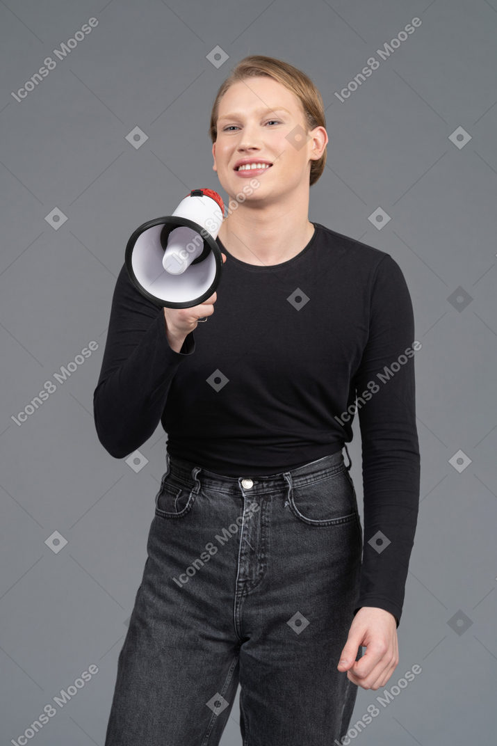 Person with megaphone