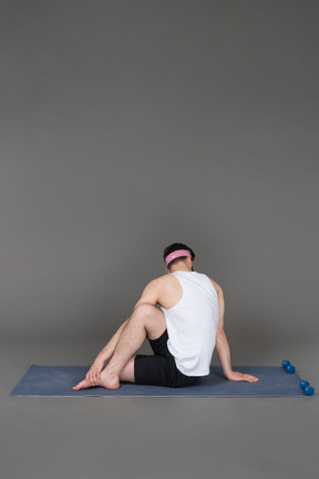 Man performing stretching exercise