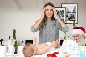 Overwhelmed lady has too many things to take care of