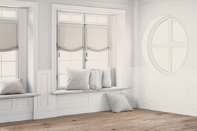Light room with pillows on the window sill