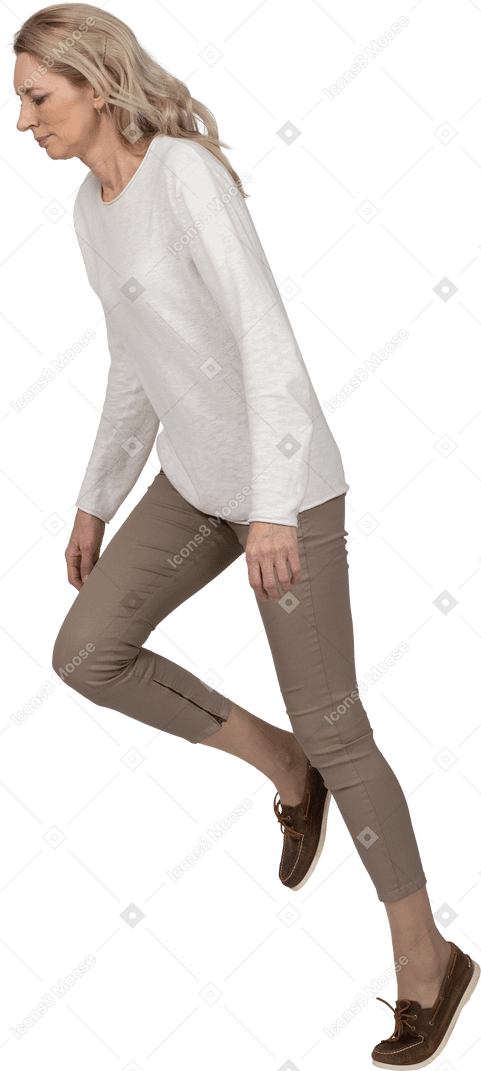 Woman in casual clothes jumping