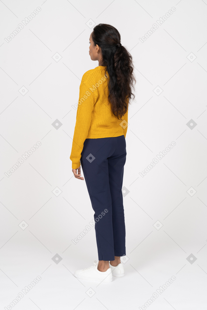 Side view of a girl in casual clothes