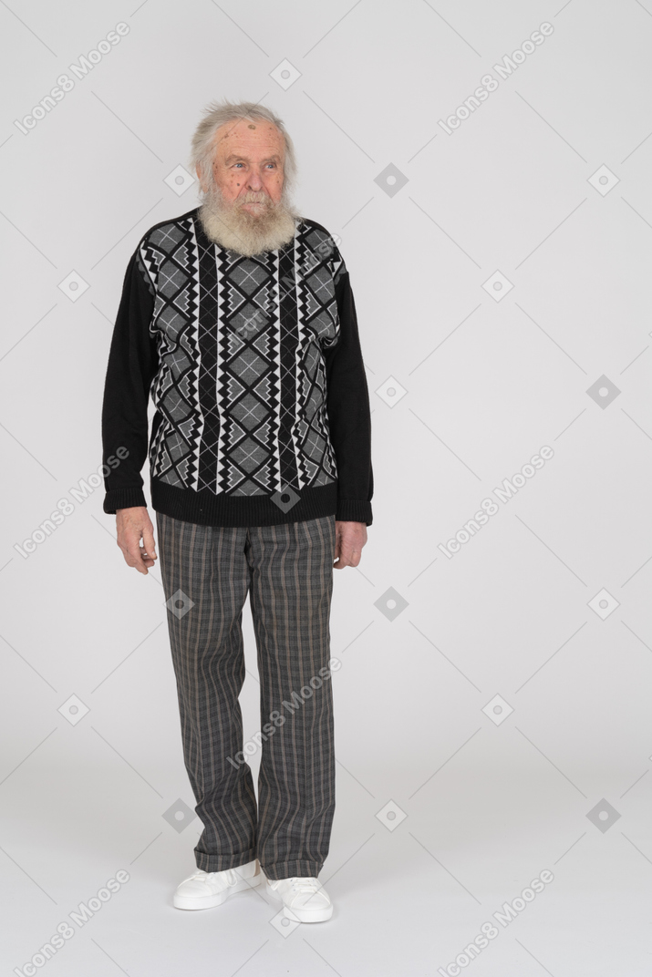 Front view of an elderly man looking aside