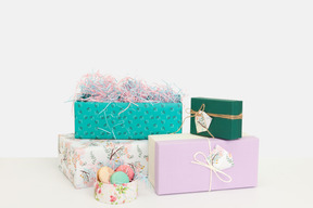 Colorful wrapped gift boxes