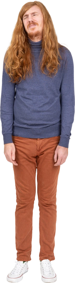 Sad young man in casual clothes