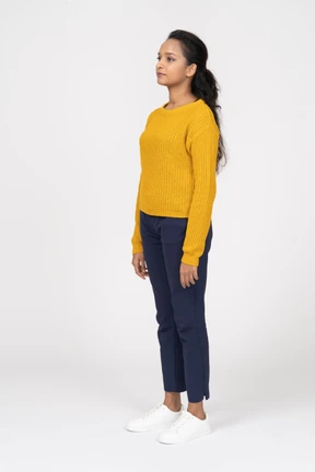 Side view of a girl in casual clothes