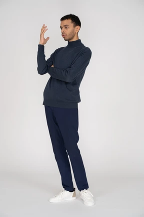 Man in black clothes standing