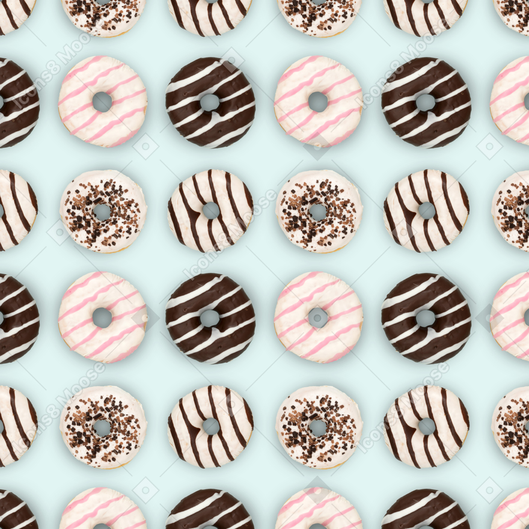 Glazed doughnuts over pink background