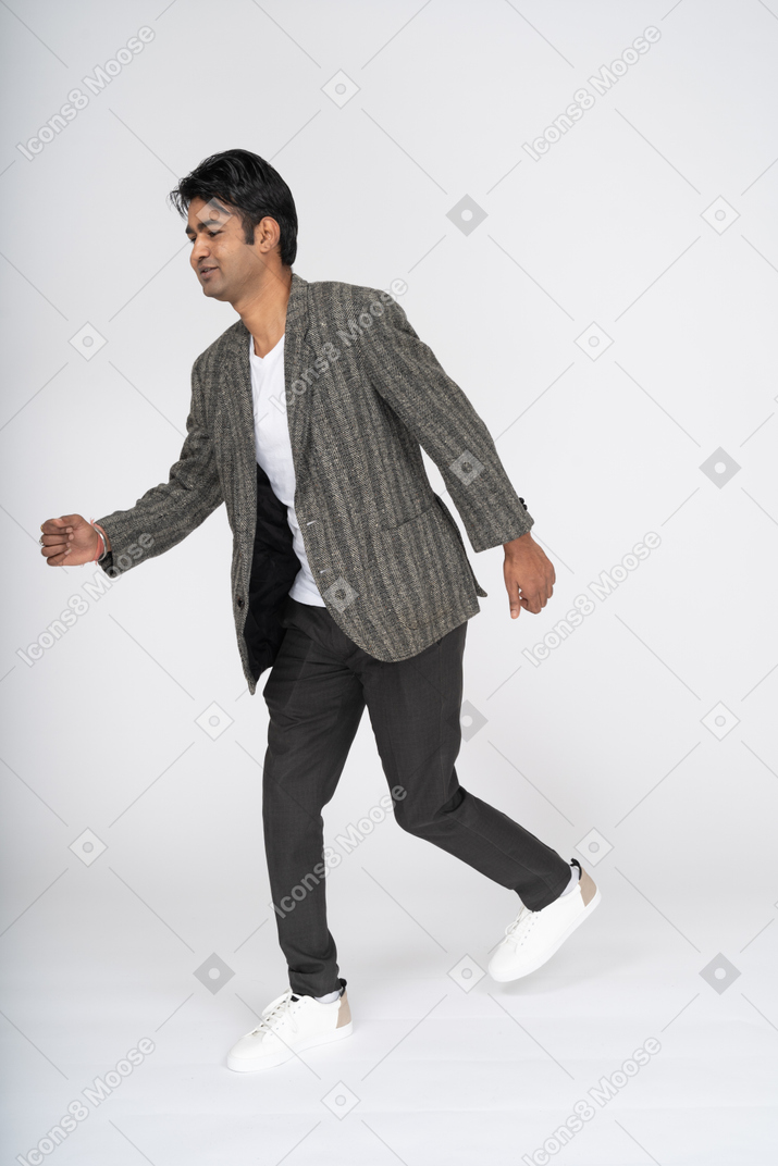 Man in suit walking