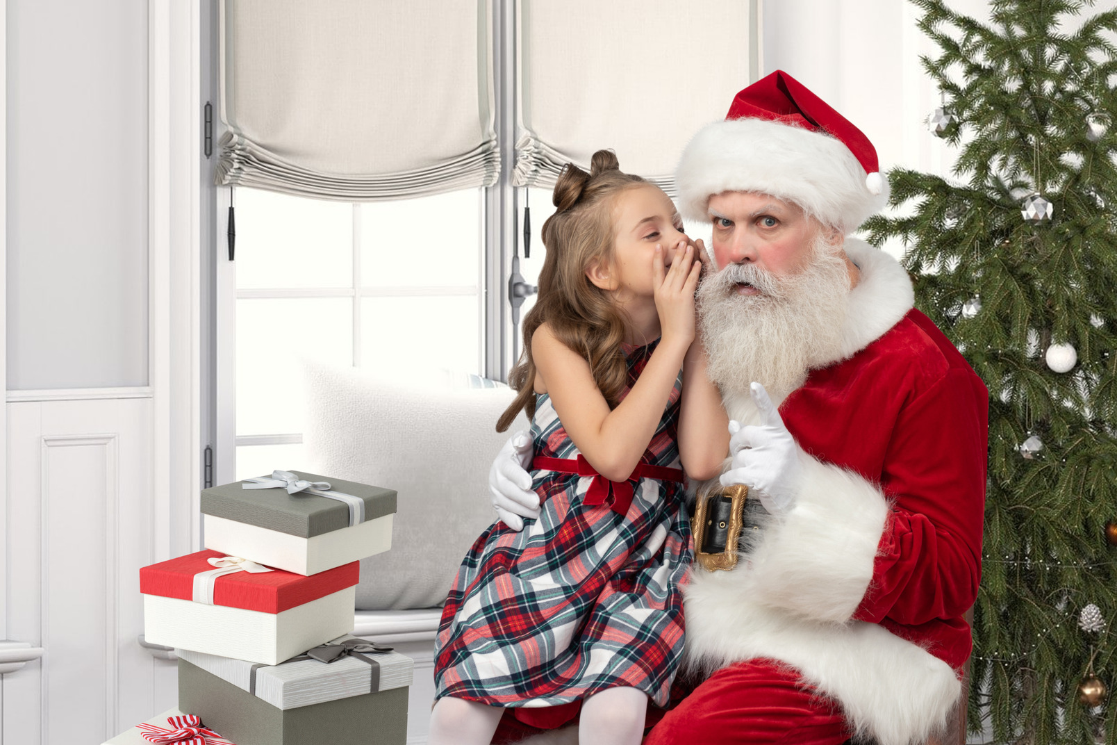 Santa claus and a little girl