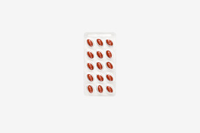 Blister pack of brown pills