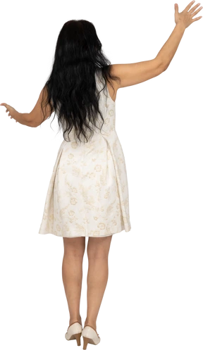 Woman in beautiful dress standing