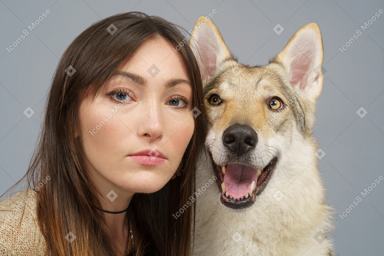 Close-up de uma dona com seu cachorro