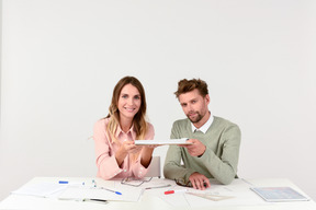 Architects holding tablet