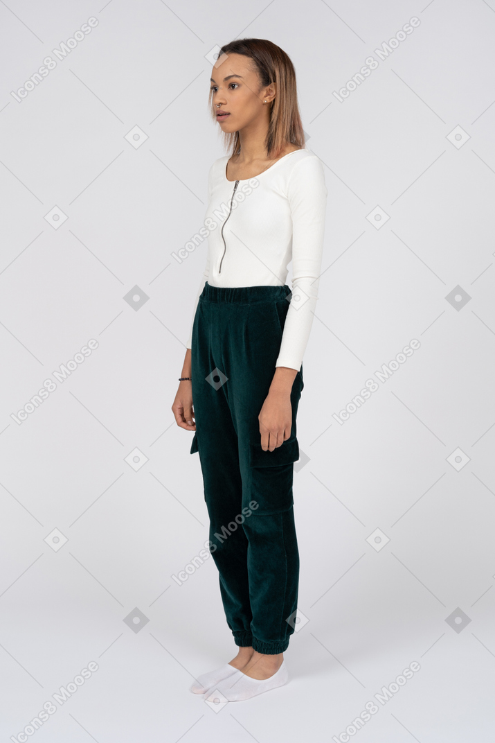 Woman in casual clothes standing