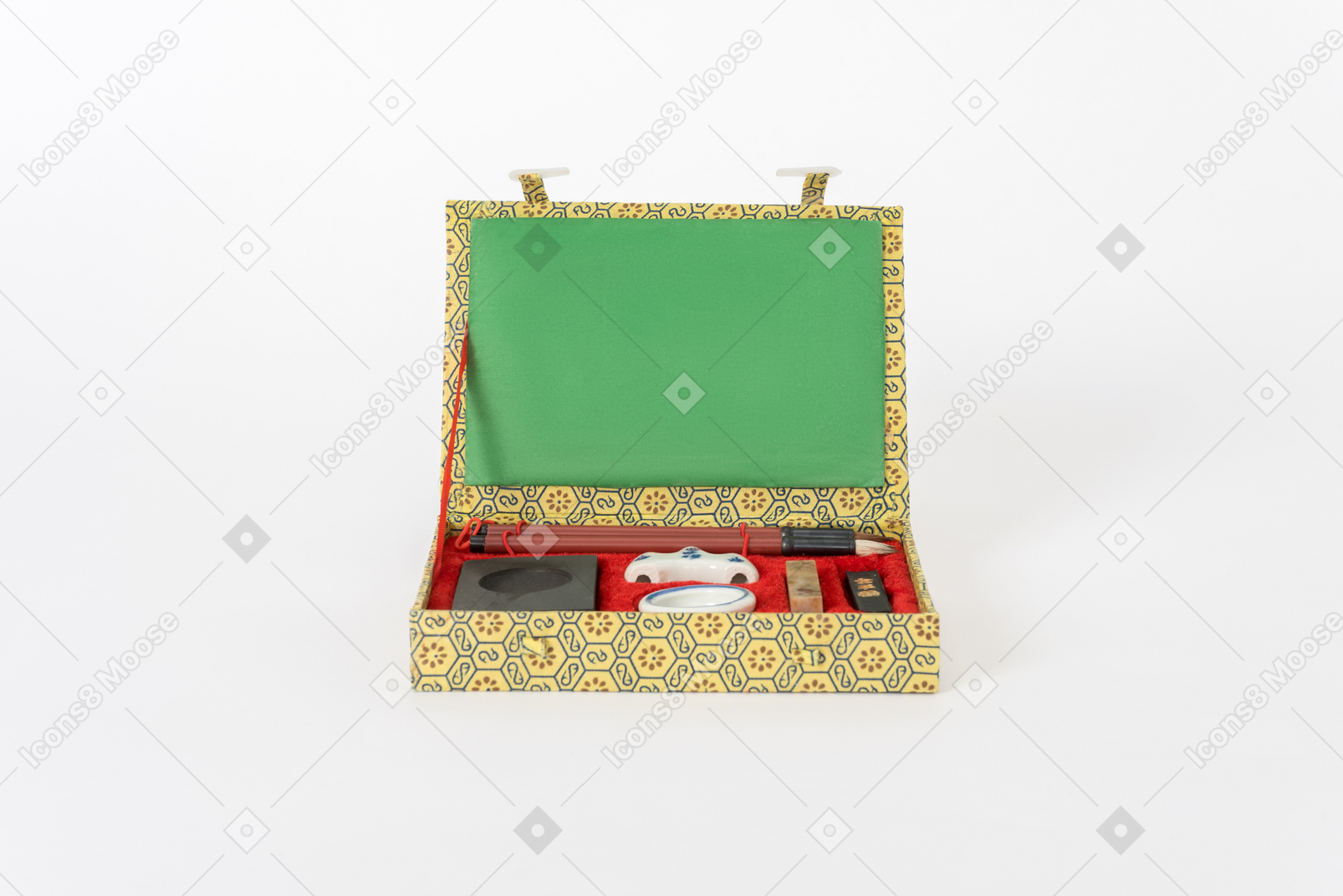 흰색 바탕에 항목과 다채로운 상자