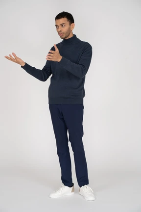 Man in black clothes standing