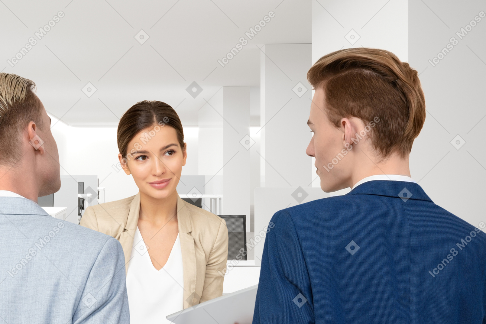 Man and woman in a meeting