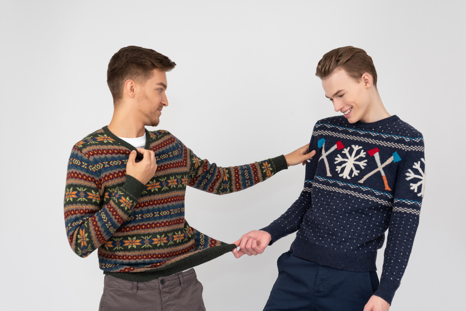 Same style christmas sweaters made by grandma