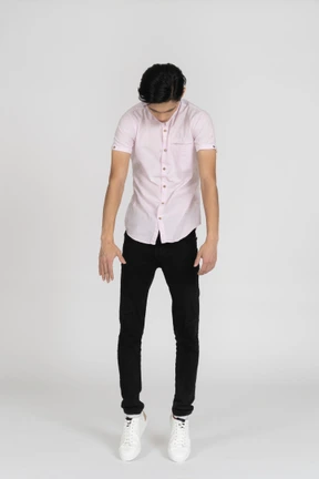 Man in casual clothes jumping