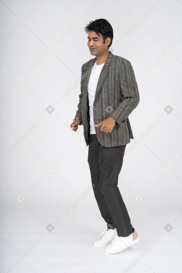 Man in suit dancing