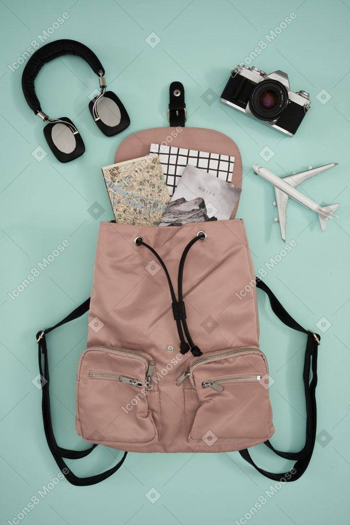 Backpack and travel accessories