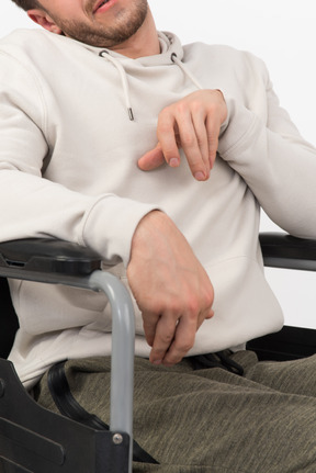 Cropped photo of a young man with cerebral palsy