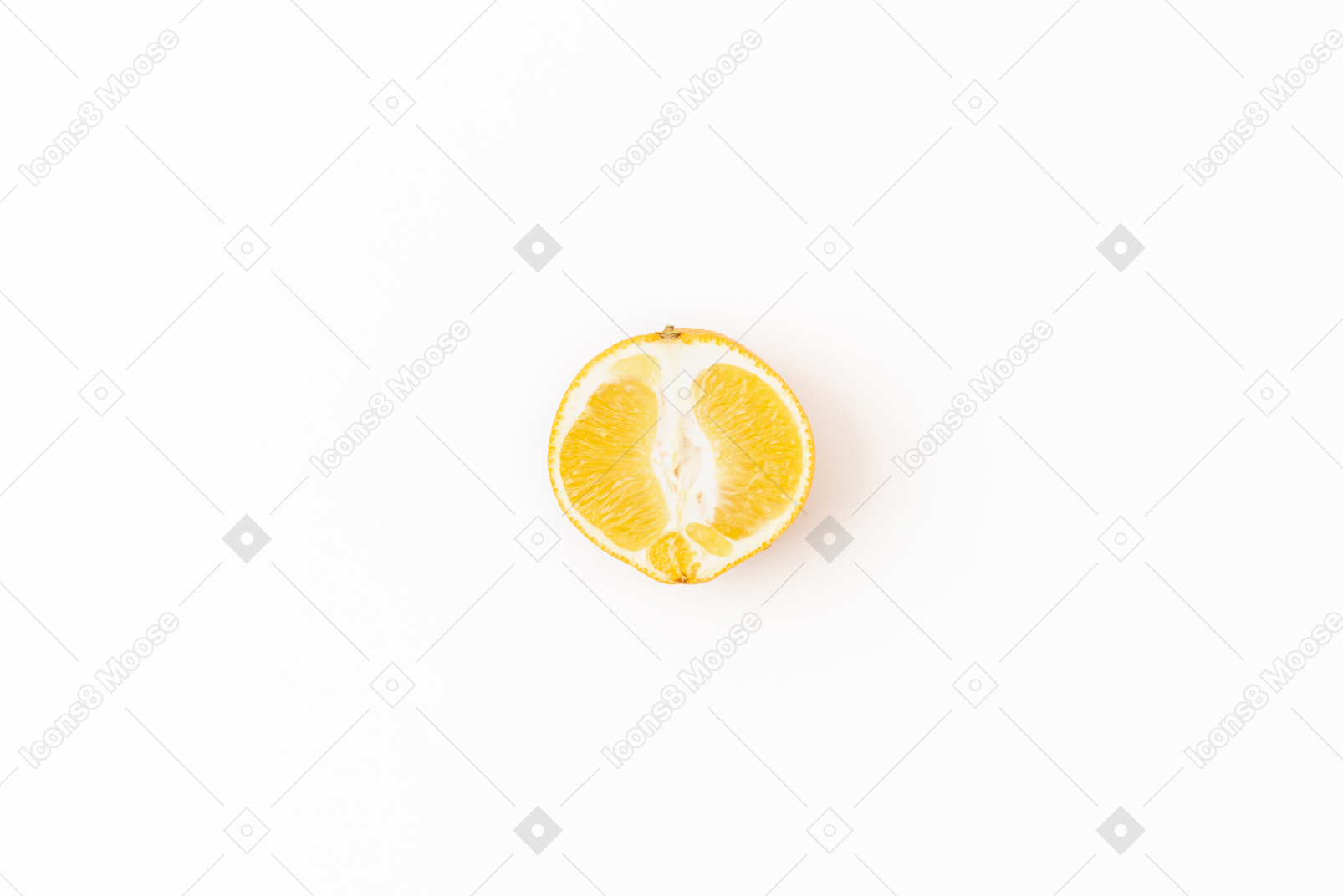 Half of orange on white background