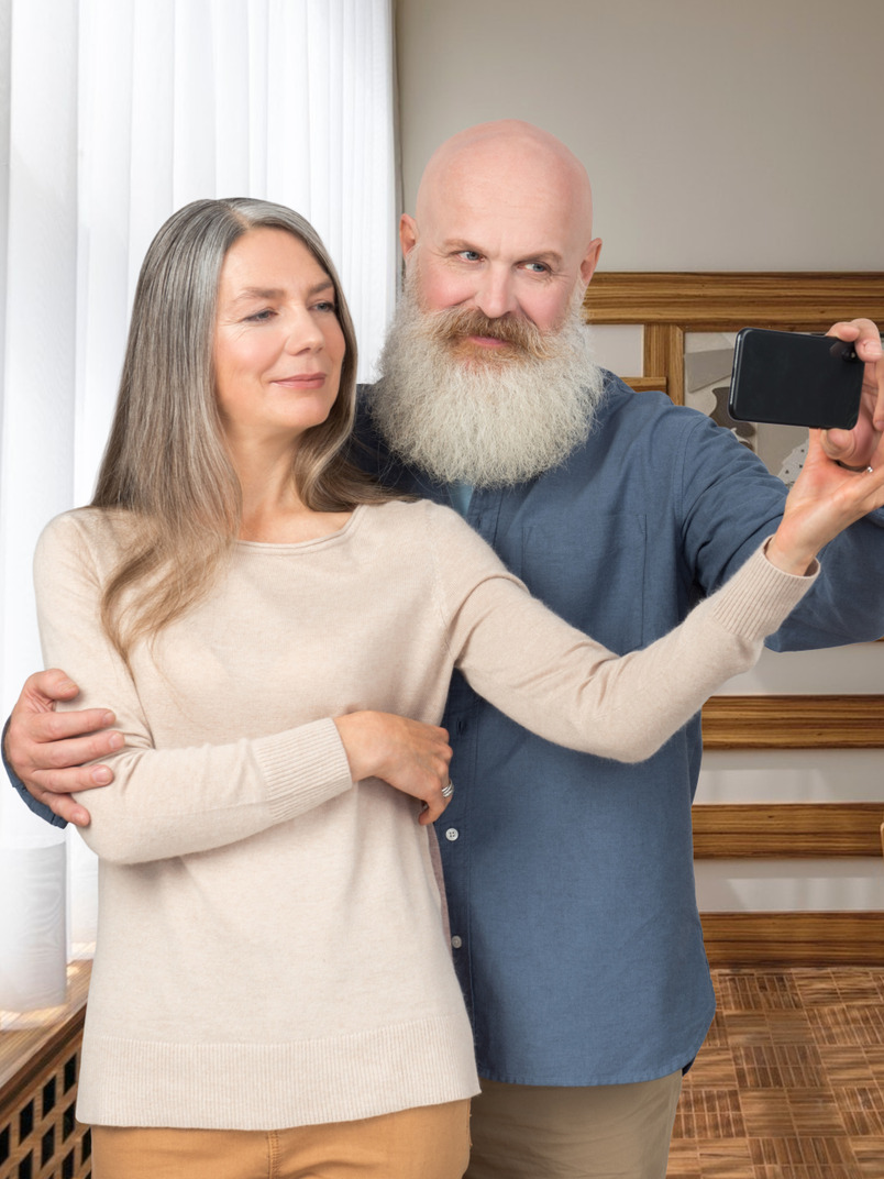 Mature couple making a selfie