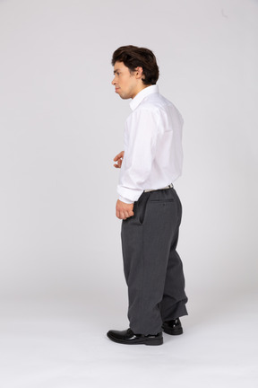 Profile view of an office worker looking away