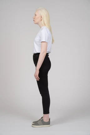Side view of a teenage girl in casual clothes