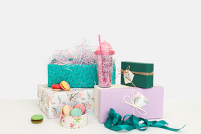 Colorful wrapped gift boxes