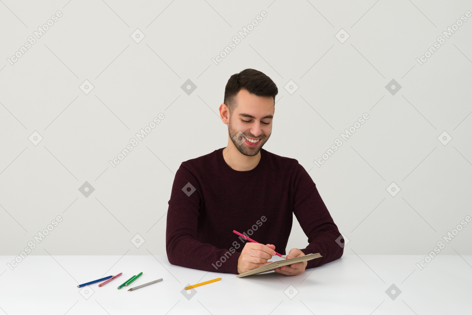 Drawing and smiling
