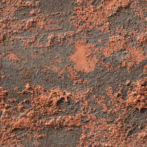 Old bubbled red paint on a concrete wall