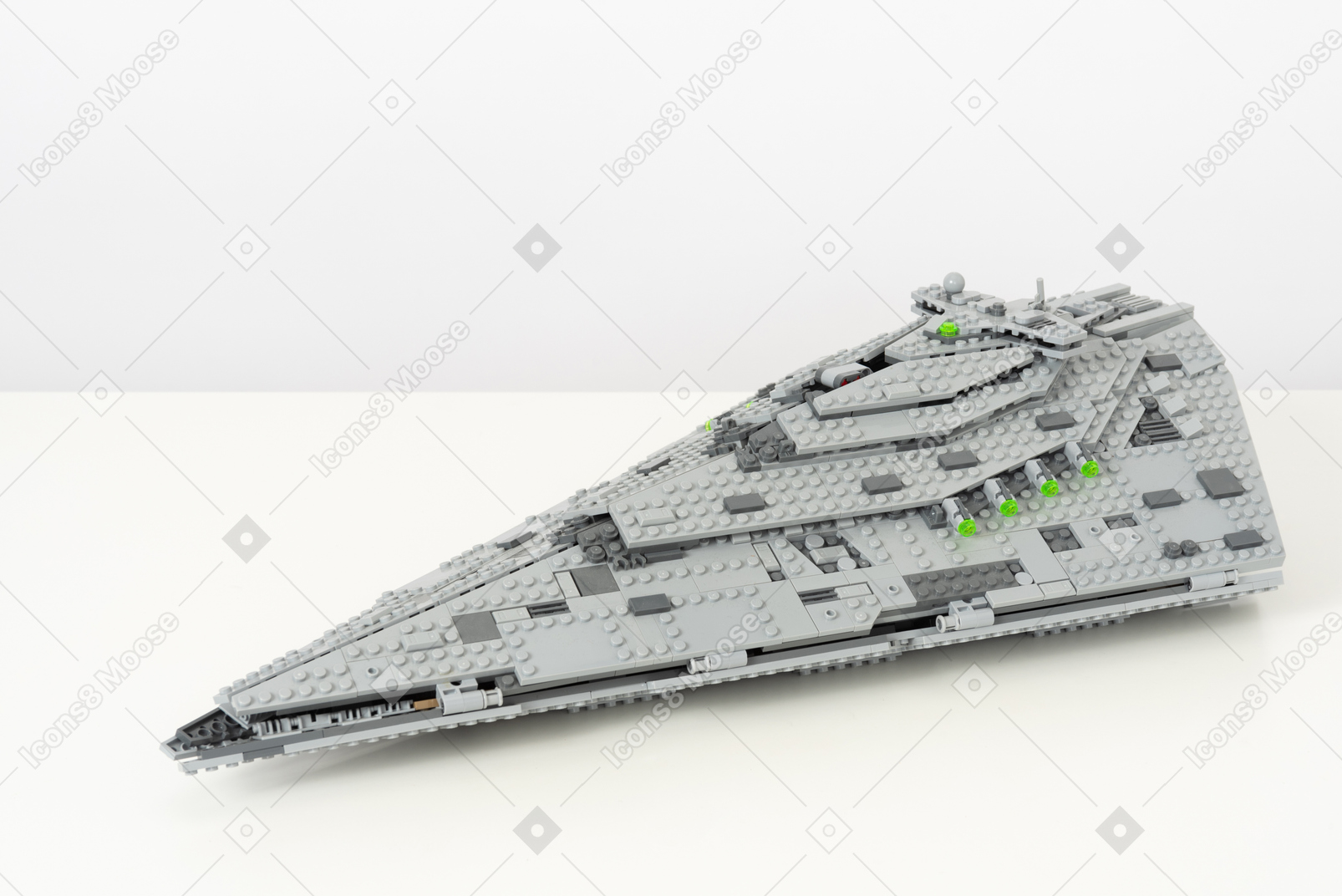 Lego spaceship on a white background
