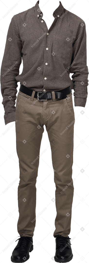 Camisa y pantalon marron gris
