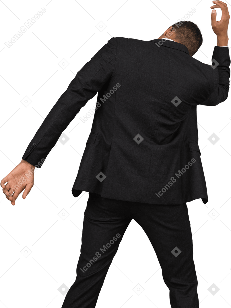Man in black suit dancing