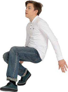 Young man in casual clothes falling