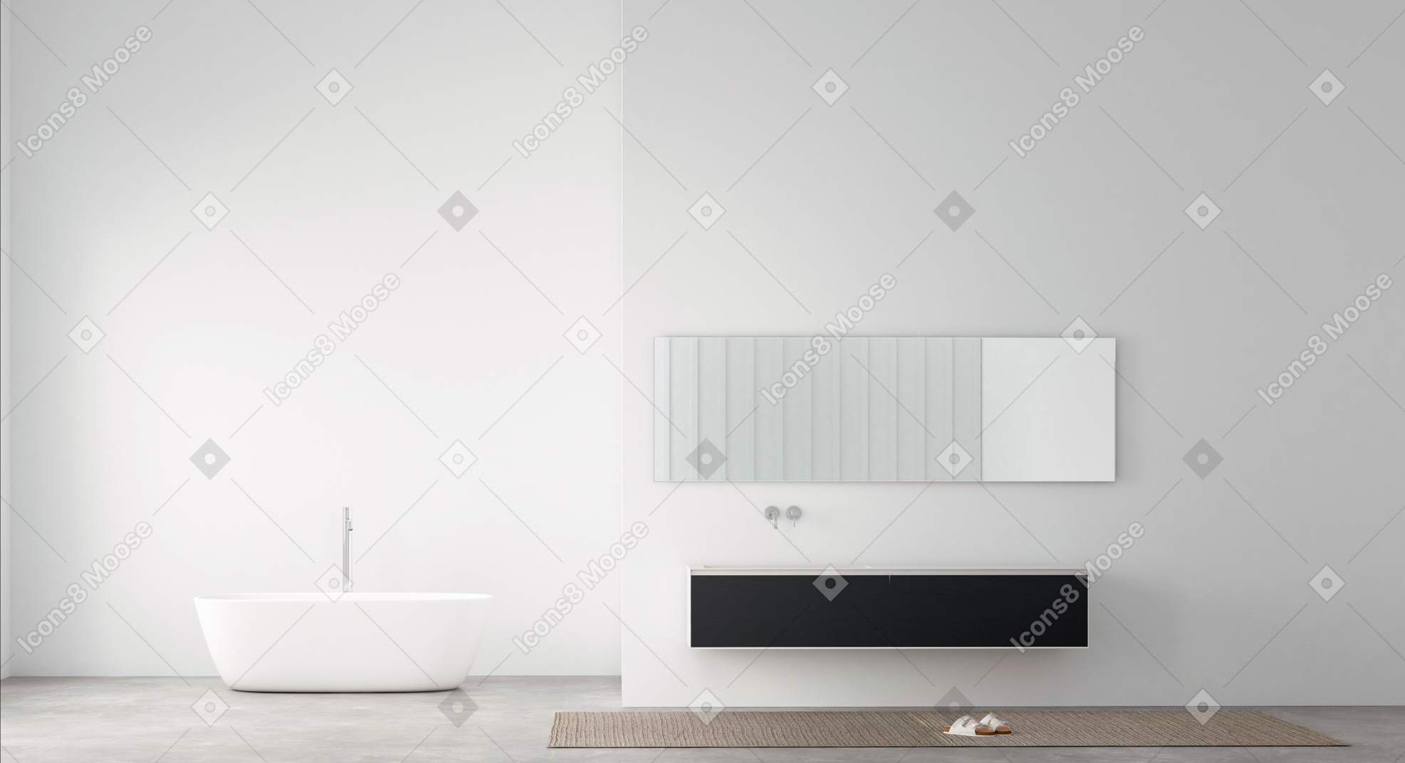 Modern minimalist bathroom with bathtub